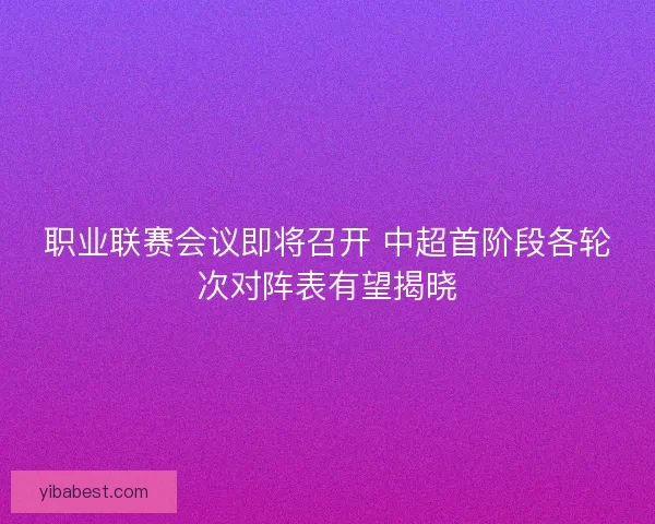 职业联赛会议即将召开 中超首阶段各轮次对阵表有望揭晓
